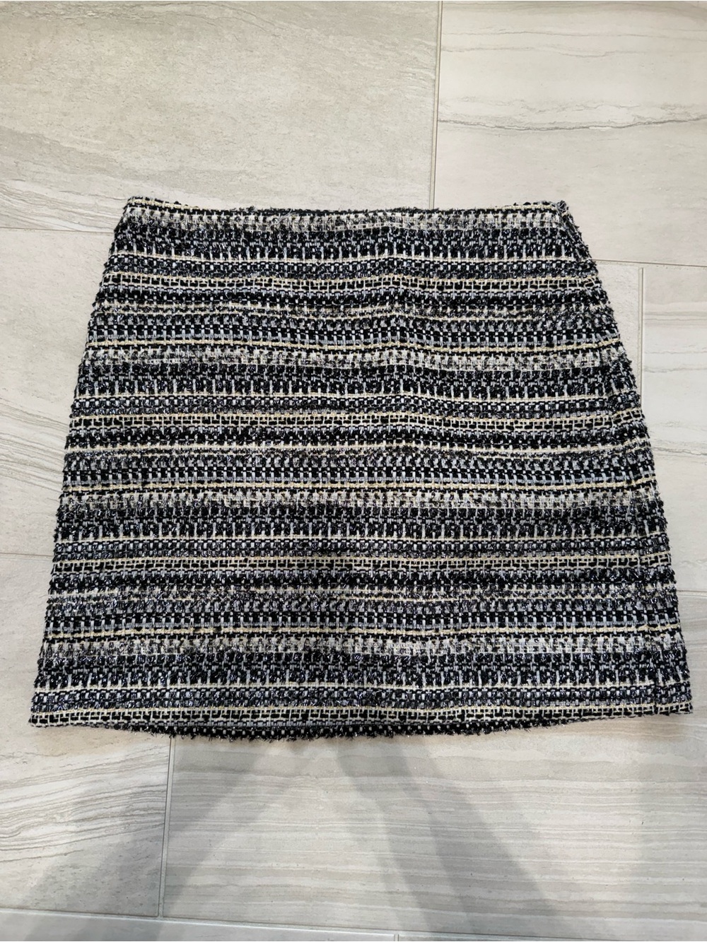 LOFT Black and Cream Tweed Mini Skirt